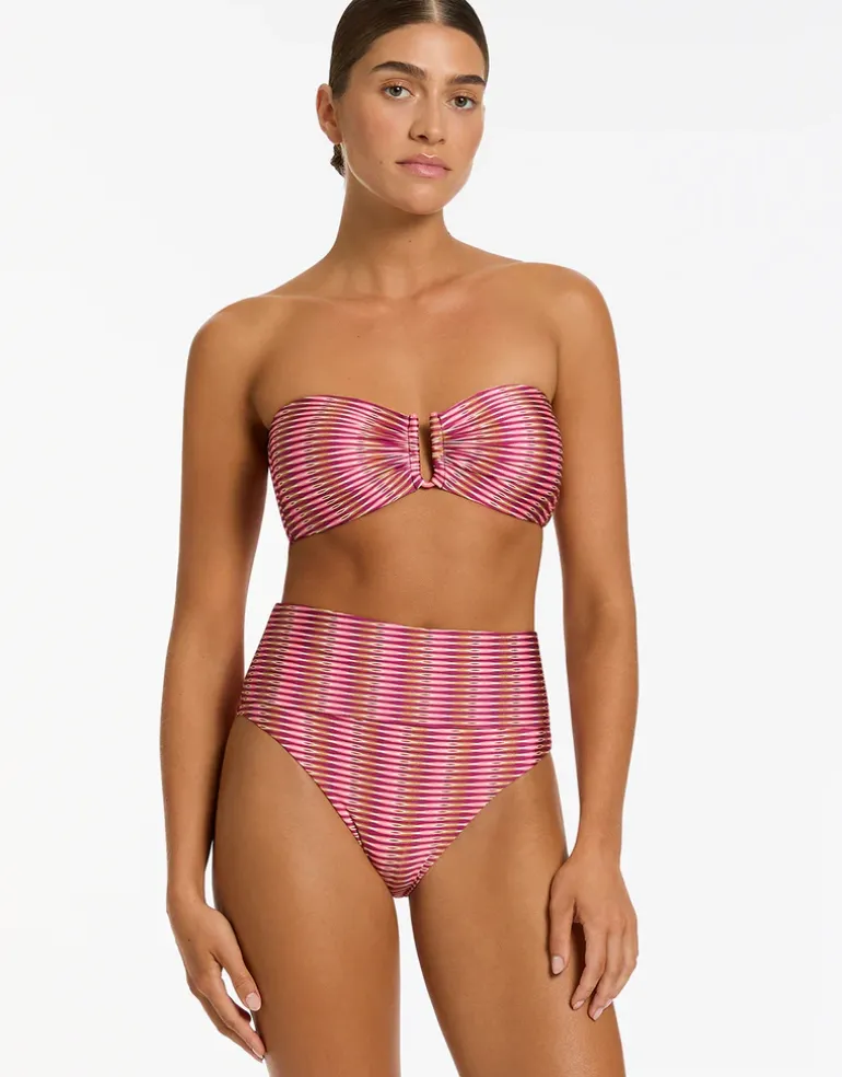 Alessia Geo Fold Down Bikini Pant - Peony