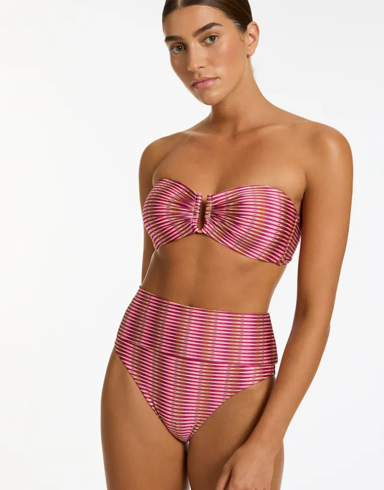 Alessia Geo Fold Down Bikini Pant - Peony