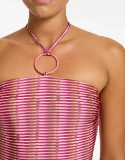 Alessia Geo Halter Swimsuit - Peony
