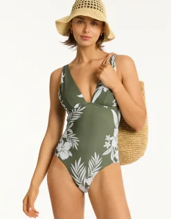 Aloha Longline Tri Swimsuit - Khaki