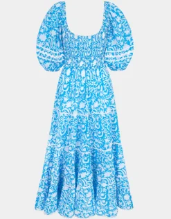 Angelina Dress - Aqua Begonia