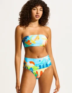 Aquarius High Waist Bikini Pant - Turquoise