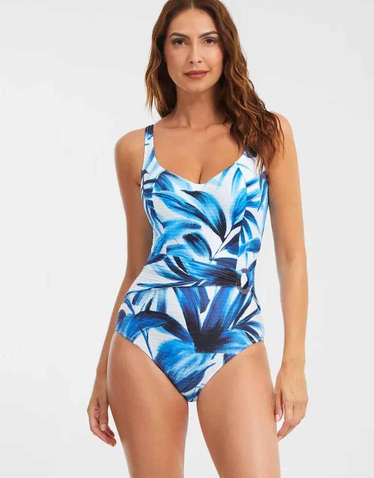 Azura Underwired Swimsuit - Blue and White