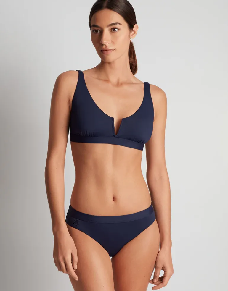 Beach Club Solids Band Hipster Bikini Pant - Dark Navy