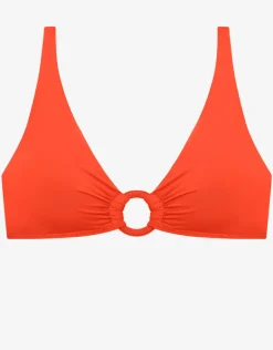 Beach Club Solids Macrame Ring OTS Bikini Top - Persimmon