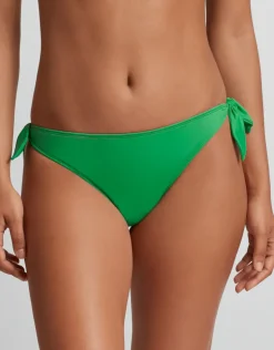 Beach Club Solids Side Tie Scoop Hipster Bikini Pant - Palm Green