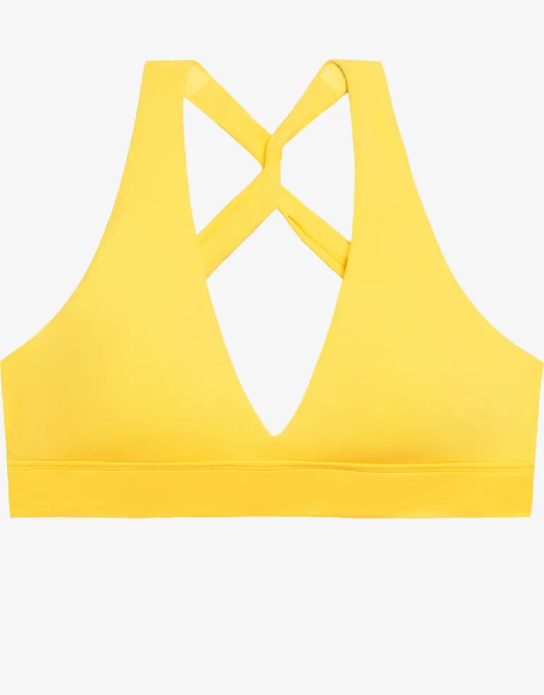 Beach Club Solids Twist X Back Bikini Top - Yellow