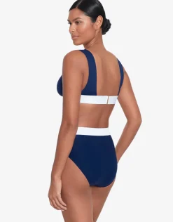 Bel Air High Waist Bikini Pant - Navy and White