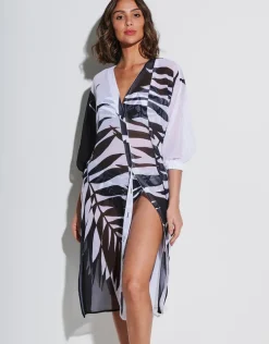 Black and White Midi Beach Shirt
