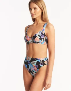 Botanica Underwired C/D Cup Bikini Top - Black