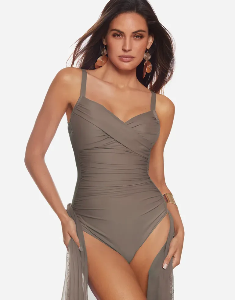 Ceylan Underwired Crossover Swimsuit - Sable