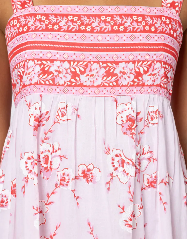 Cherry Blossom Tie Back Dress - Rose and Red