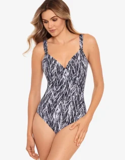 Chevron Python Siren Swimsuit - Silver Grey