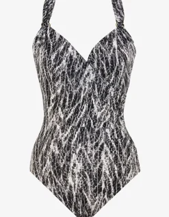 Chevron Python Siren Swimsuit - Silver Grey