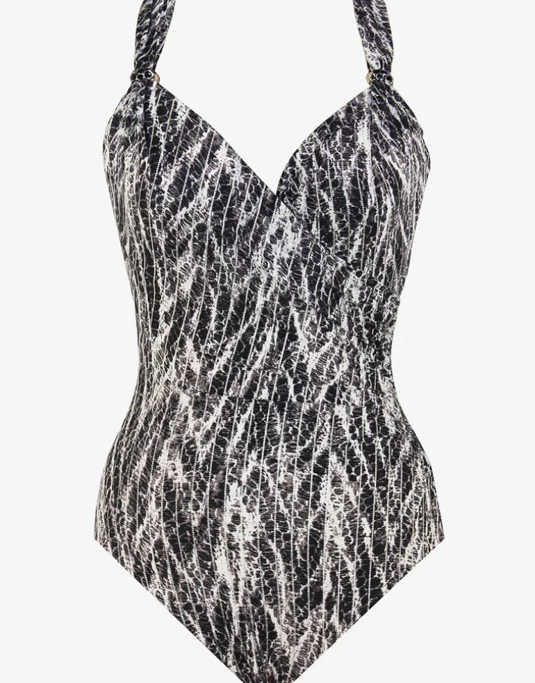 Chevron Python Siren Swimsuit - Silver Grey