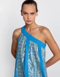 Classic Triangle Asymmetrical Maxi Dress - Blue Raf and Gold