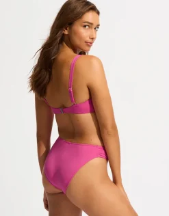 Collective High Leg Ruched Side Bikini Pant - Hot Pink
