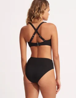 Collective High Waist Wrap Front Bikini Pant - Black