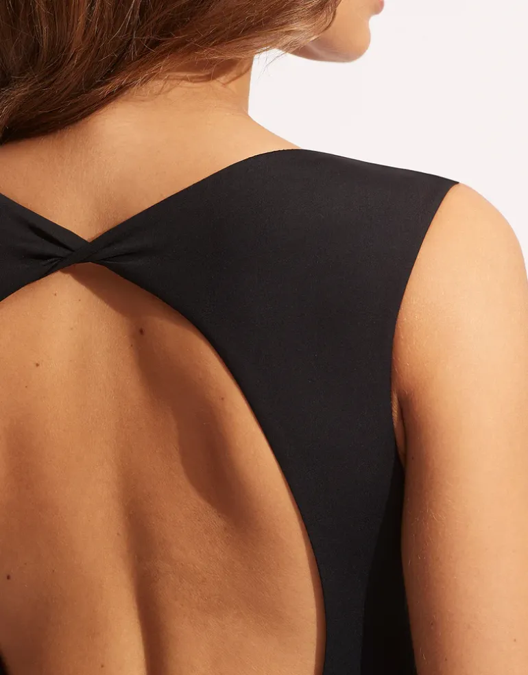 Collective V Neck Swimsuit - Black