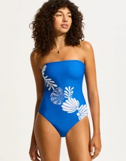 Corfu Bandeau Swimsuit - Azure