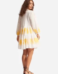 Corsica Embroidery Tier Dress - White