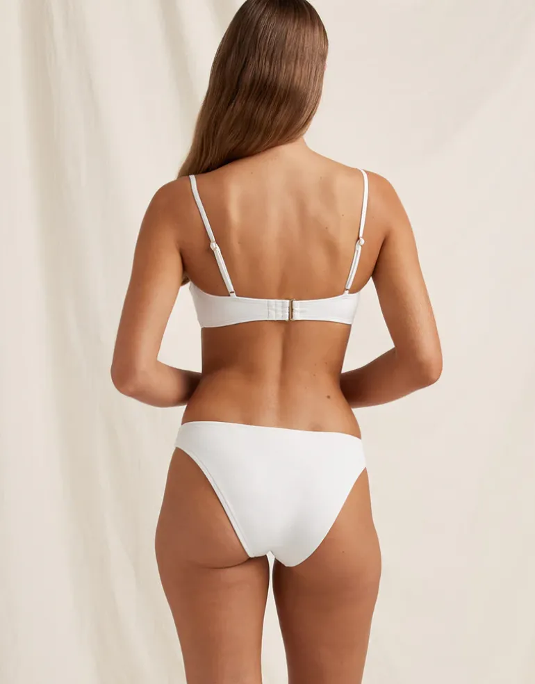 Creme Memoir Embroidered Bandeau Crop Bikini Top - White