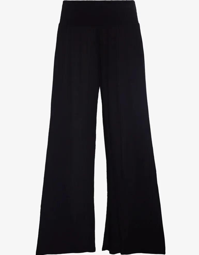 Crinkle Smocked Waist Beach Pant - Dark Navy