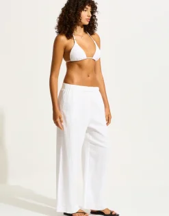 Crinkle Twill Beach Pant - White