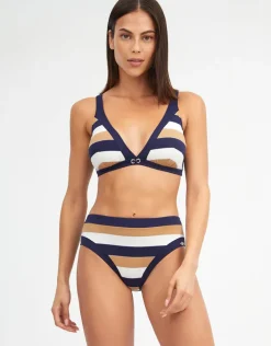 Doris Plunge Bikini Top - Stripe