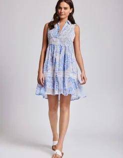 Elsa Sleeveless Shirt Dress - Blue