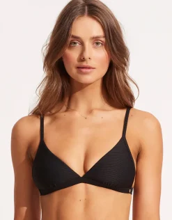 Essentials Fixed Tri Bikini Top - Black