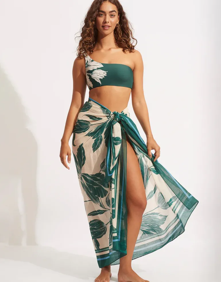 Fleur de Bloom One Shoulder Bikini Top - Evergreen