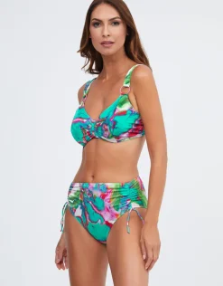 Frida Underwired Ring Bikini Top - Green Marble