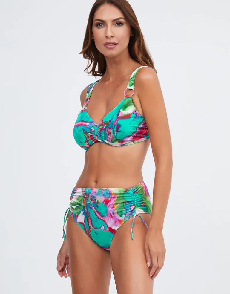 Frida Underwired Ring Bikini Top - Green Marble