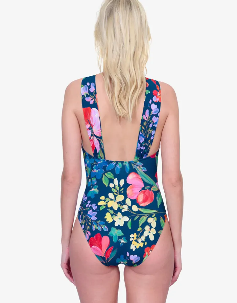 Garden Dream High Neck Swimsuit - Multi Navy