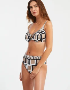 Geo Underwired Bikini Top - Black White and Gold