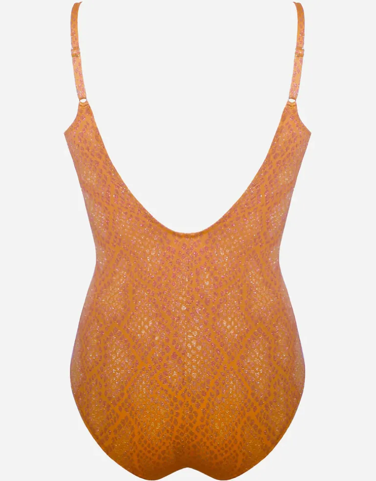 Glance Ruched Underwired Swimsuit - Metallic Apricot