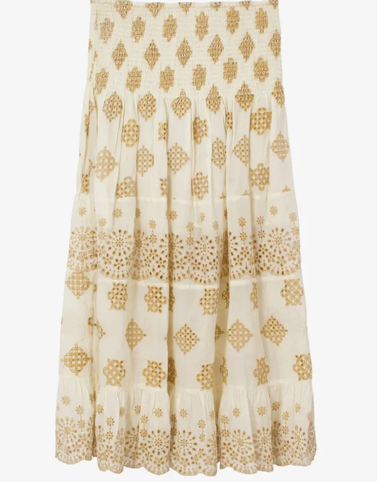 Haven Evie Smocked Cover Up - White/Gold