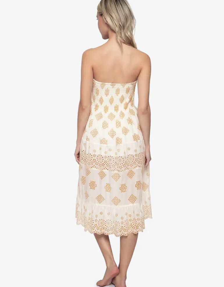 Haven Evie Smocked Cover Up - White/Gold