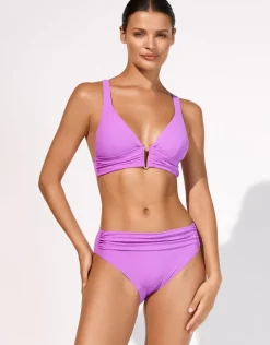 Honesty Gathered Band Bikini Pant - Violet