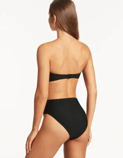 Honeycomb Retro High Waist Bikini Pant - Black