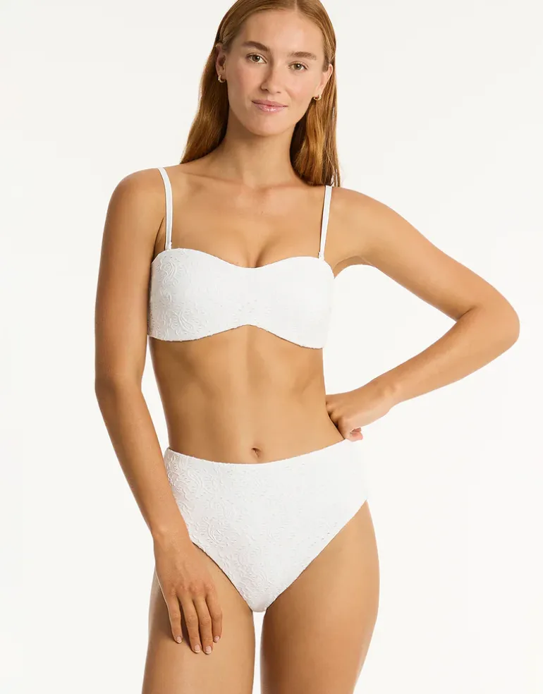 Interlace Bandeau Bikini Top - White