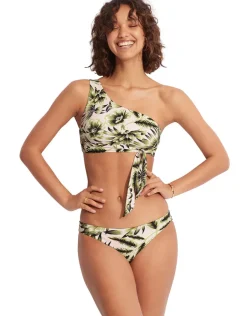 Island In The Sun One Shoulder Bikini Top - Avocado