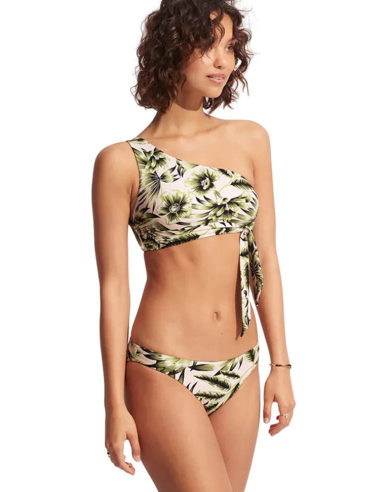 Island In The Sun One Shoulder Bikini Top - Avocado