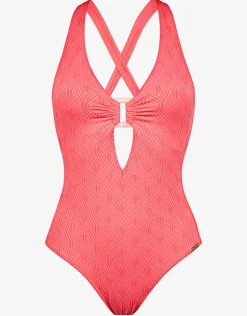 Island Nostalgia Cross Back Swimsuit - Ocean Coral