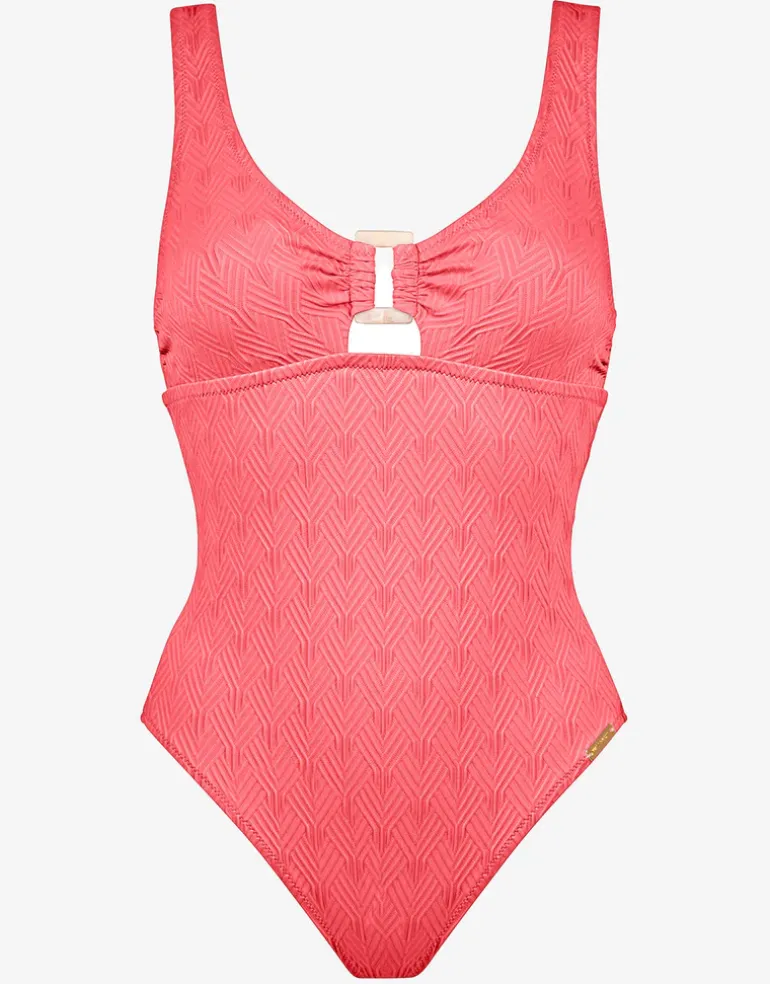 Island Nostalgia Ring Front Swimsuit - Ocean Coral