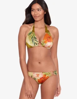 Island Tropical Rattan Ring Halter Bikini Top - Print