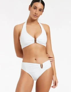 Jetset D DD U Trim Halter Bikini Top - White