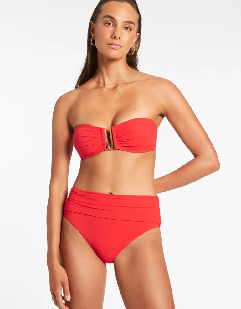 Jetset Fold Down Bikini Pant - Cherry