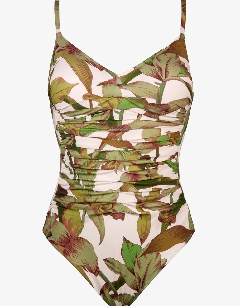 Journey Ruched Swimsuit - Cream Reed